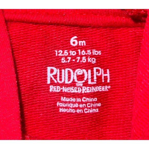 Rudolph Christmas Baby Boy’s Hooded Sleeper Long Sleeve Pajamas Size 6 Months - Picture 2 of 2